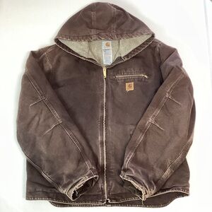 Carhartt Men’s Faded Hooded Jacket Size XL Brown